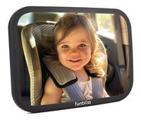 Funbliss Baby Car Mirror for Back Seat Black - Safely Monitor Infant Child in Rear Facing Car Seat,Mirror for Baby in Car Seat,Best Newborn Car Seat Accessories, Shatterproof