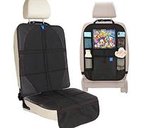 Funbliss Car Seat Protector + Organizer Black, XL Car Seat Cover for Child, Kick Mat Back Seat