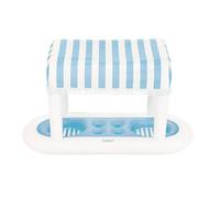 FUNBOY Giant Floating Light Blue Cabana Stripe Drink Station, Removable Fabric Shade with Fringe, Perfect for Parties, Table-top Decorations and in-Pool Refreshments.