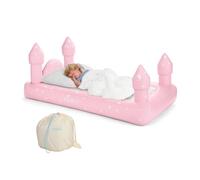 FUNBOY Pink Castle Twin Inflatable Air Mattress for Kids, Portable Sleepover Travel Camping Bed with Storage Bag