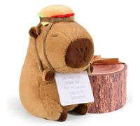 Funbroz Capybara Plush Toy with Bilingual Motivational Tag, Cute Animal Doll, Tree Stump Gift Box, Birthday Gift