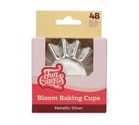FunCakes Bloom Baking Cups Metallic Silver, Cupcake Cases for Baking Greaseproof Baking Cups Durable Coated Board for Cupcakes, Muffins, Brownies and More, 48-Piece