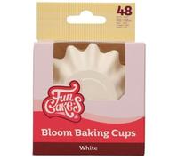 FunCakes Bloom Baking Cups White, Cupcake Cases for Baking Greaseproof Baking Cups Durable Coated Board for Cupcakes, Muffins, Brownies and More, 48-Piece