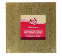 FunCakes Cake Drum Square 25 cm - Gold: Reusable Cake Base for Decorating and Presenting Cakes and Pastries, Durable, 12 MM, 1 Piece.