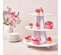 FunCakes Cake Stand White - 3-Tier Cardboard Cupcake and Muffin Display Tower, optimal for Birthdays, Baby Showers and Coffee Tables - White