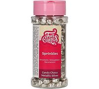 FunCakes Choco Lentils Metallic Silver: Cake Sprinkles, Great Taste, Perfect for Cake Decorating, Chocolate Sprinkles. 80 g.