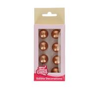 FunCakes Chocolate Balls Bronze: Ready-to-Use Cake Toppers, Suitable for Decorating Cakes, Cupcakes, Muffins and More - Set/8