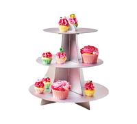 FunCakes Cupcake Stand Display Silver: 3 Tier Cake Stand for Cupcakes and Cakes, Dessert Tower for Baby Shower, Party, Birthday, Wedding
