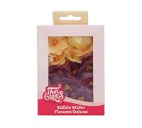 FunCakes Edible Wafer Flowers Deluxe Hydrangea Purple/Yellow Small - Edible Paper Flowers for Decorating Cakes, Cupcakes and Desserts - Pack of 18