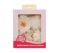 FunCakes Edible Wafer Flowers Deluxe Lotus White Medium - Edible Paper Flowers for Decorating Cakes, Cupcakes and Desserts - Pack of 10