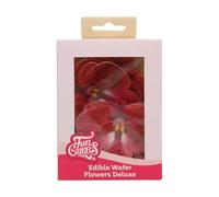 FunCakes Edible Wafer Flowers Deluxe Orchid Red Medium - Edible Paper Flowers for Decorating Cakes, Cupcakes and Desserts - Pack of 10
