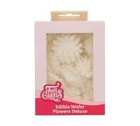FunCakes Edible Wafer Flowers Deluxe Pompom/Daisy White Medium - Edible Paper Flowers for Decorating Cakes, Cupcakes and Desserts - Pack of 12