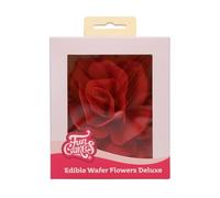 FunCakes Edible Wafer Flowers Deluxe Rose Pastella Red Large - Edible Paper Flowers for Decorating Cakes, Cupcakes and Desserts - Pack of 1
