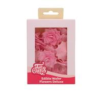 FunCakes Edible Wafer Flowers Deluxe Rose Rosalia Pink Medium - Edible Paper Flowers for Decorating Cakes, Cupcakes and Desserts - Pack of 15