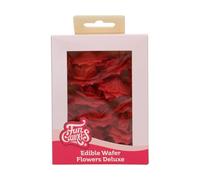 FunCakes Edible Wafer Flowers Deluxe Rose Rosalia Red Medium - Edible Paper Flowers for Decorating Cakes, Cupcakes and Desserts - Pack of 15
