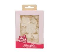 FunCakes Edible Wafer Flowers Deluxe Rose Rosalia White Medium - Edible Paper Flowers for Decorating Cakes, Cupcakes and Desserts - Pack of 15
