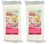 FunCakes Flavoured Sugar Paste Marshmallow White: Easy to Use, Smooth, Flexible, Soft and Pliable, Perfect for Cake Decorating, Kosher and Gluten free. 1 kg (Pack of 2)
