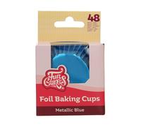 FunCakes Foil Baking Cups Metallic Blue, Cupcake Cases for Baking Greaseproof Baking Cups Firm Foil Paper for Cupcakes, Muffins, Brownies and More, 48-Piece