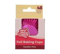 FunCakes Foil Baking Cups Metallic Pink, Cupcake Cases for Baking Greaseproof Baking Cups Firm Foil Paper for Cupcakes, Muffins, Brownies and More, 48-Piece