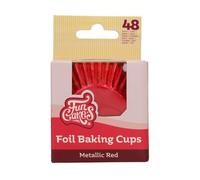 FunCakes Foil Baking Cups Metallic Red, Cupcake Cases for Baking Greaseproof Baking Cups Firm Foil Paper for Cupcakes, Muffins, Brownies and More, 48-Piece