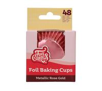 FunCakes Foil Baking Cups Metallic Rose Gold, Cupcake Cases for Baking Greaseproof Baking Cups Firm Foil Paper for Cupcakes, Muffins, Brownies and More, 48-Piece