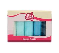FunCakes Fondant Multipack Blue Colour Palette, Perfect for Cake Decorating, Halal, Kosher and Gluten Free. 5 Colours, White, Pastel Blue, Baby Blue, Sea Blue, Demin Blue, 5 x 100 g