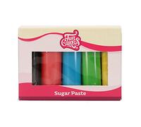 FunCakes Fondant multipack Easy to use, smooth, flexible, soft and pliable, perfect for cake decorating, halal, kosher and gluten free. 5 colors, 5 x 100 g, Essential Colors