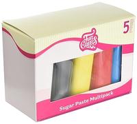 FunCakes Fondant Multipack Primary Colours, Perfect for Cake Decorating, Halal, Kosher and Gluten Free. 5 Colours, White, Yellow, Blue, Red, Black, 5 x 100 g