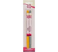 FunCakes Food Pen Gold & Silver Set: Writer with 100% Edible Ink, Flexible Tip for both thick and thin lines.Great for personalizing your treats with Messages, Quick drying time, Set/2
