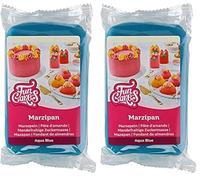FunCakes Marzipan Aqua Blue : Easy to Use, Delicious Taste, Flexible and Smooth, Easy to Roll Out, Fine and Firm, Perfect for Cake Decorating, Halal, Kosher and Gluten Free. 250 g. (Pack of 2)