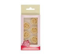 FunCakes Marzipan Decorations Roses White: Ready to Use for Cake Decoration, Perfect for Cupcakes, Muffins and more, Glutenfree certified, Set/6