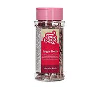 FunCakes Metallic Sugar Rods XL Pink: Cake Sprinkles, Great Taste, Perfect for Cake Decorating, Cupcake Sprinkles 70 g.