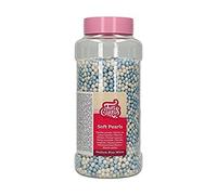 FunCakes Soft Pearls Medium Blue/White: Cake Sprinkles, Great Taste, Perfect for Cake Decorating, Edible Soft Sugar Pearls. 500 g.