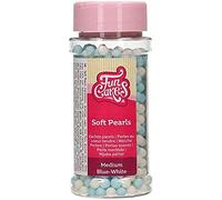 FunCakes Soft Pearls Medium Blue/White: Cake Sprinkles, Great Taste, Perfect for Cake Decorating, Edible Soft Sugar Pearls. 60 g.