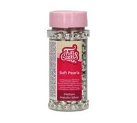FunCakes Soft Pearls Medium Metallic Silver: Cake Sprinkles, Great Taste, Perfect for Cake Decorating, Edible Soft Sugar Pearls. 55 g.