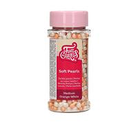 FunCakes Soft Pearls Medium Orange/White: Cake Sprinkles, Great Taste, Perfect for Cake Decorating, Edible Soft Sugar Pearls. 60 g.