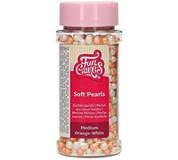 FunCakes Soft Pearls Medium Orange/White: Cake Sprinkles, Great Taste, Perfect for Cake Decorating, Edible Soft Sugar Pearls. 60 g.