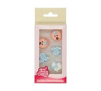 FunCakes Sugar Decorations Baby Boy: Ready to Use for Cake Decoration, Perfect for Babyshower Cupcakes, Muffins and more, Glutenfree certified, Set/12, Mix