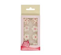 FunCakes Sugar Decorations Blossom Mix White/Pink: Ready to Use for Cake Decoration, Perfect for Cupcakes, Muffins and More, Set/32