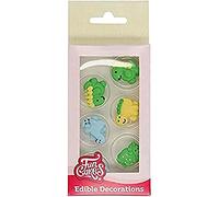 FunCakes Sugar Decorations Dino: Ready to Use for Cake Decoration, Perfect for Cupcakes, Muffins and more, Glutenfree certified, Set/12,Mix
