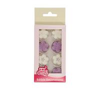 FunCakes Sugar Decorations Flower Mix Purple: Ready to Use for Cake Decoration, Perfect for Cupcakes, Muffins and More, Set/24