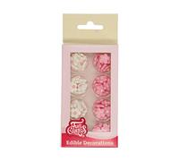 FunCakes Sugar Decorations Little Flower Mix White/Pink: Ready to Use for Cake Decoration, Perfect for Cupcakes, Muffins and More, Set/64