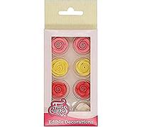 FunCakes Sugar Decorations Roses: Ready to Use for Cake Decoration, Perfect for Cupcakes, Muffins and more, Glutenfree certified, Set/8