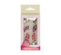 FunCakes Sugar Decorations Roses with Leafs: Ready to Use for Cake Decoration, Perfect for Cupcakes, Muffins and more, Glutenfree certified, Set/16,Mix,6