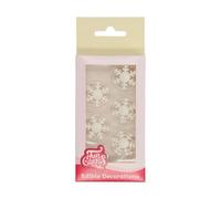 FunCakes Sugar Paste Decorations Ice Crystal White: Ready to Use for Cake Decoration, Perfect for Frozen Themed Cupcakes, Muffins and more, Glutenfree certified, Set/12