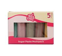 FunCakes Sugar Paste Multipack Earth Colour Palette, Perfect for Cake Decorating, Halal, Kosher and Gluten Free. 5 Colours, Honey Gold, Red Earth, Urban Taupe, Old Rose, Teal Blue, 5 x 100 g