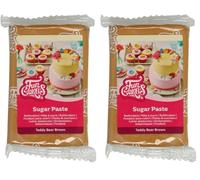 FunCakes Sugar Paste Teddy Bear Brown, Easy to Use, Smooth, Flexible, Soft and Pliable, Perfect for Cake Decorating, Halal, Kosher and Gluten Free, 250 g (Pack of 2)