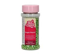 FunCakes Sugar Pearls Medium Metallic Green: Cake Sprinkles, Great Taste, Perfect for Cake Decorating, Edible Sugar Pearls. 80 g.