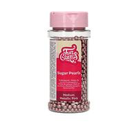 FunCakes Sugar Pearls Medium Metallic Pink: Cake Sprinkles, Great Taste, Perfect for Cake Decorating, Edible Sugar Pearls. 80 g.