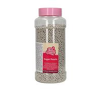 FunCakes Sugar Pearls Medium Metallic Silver: Cake Sprinkles, Great Taste, Perfect for Cake Decorating, Edible Sugar Pearls. 800 g.